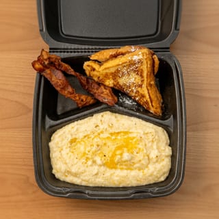 Southern Style Cheese Grits; Bacon & French Toast