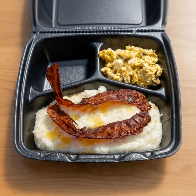 Southern Style Grits; Eggs & Bacon.