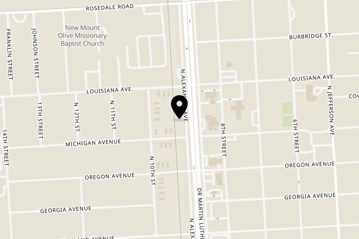 Map showing the location of The Lunchroom on 833 N Alexander Ave in Port Allen